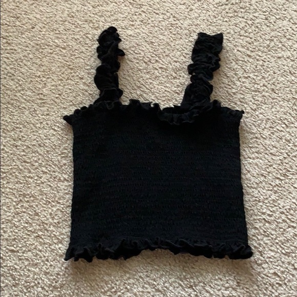 Black Ruffle Crop Top Size XS - Picture 1 of 3